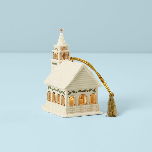 Christmas Village Church Lit Ornament