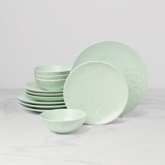 Roseto Soft Sage 12-Piece Dinnerware Set