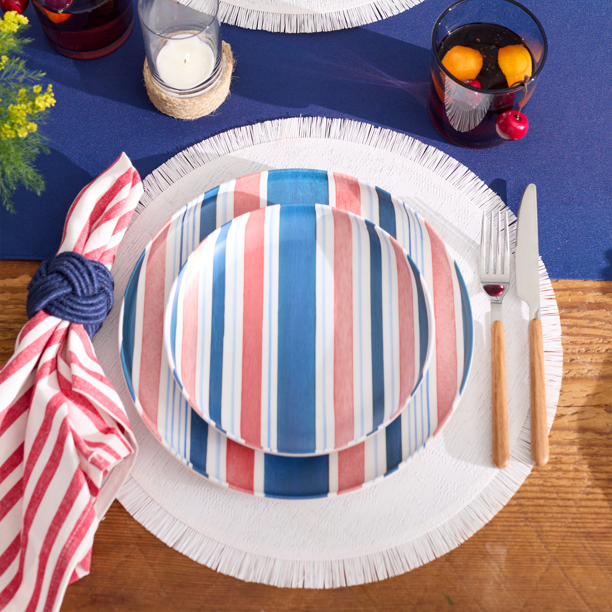 24 Seven Melamine Stripe 12-Piece Dinnerware Set