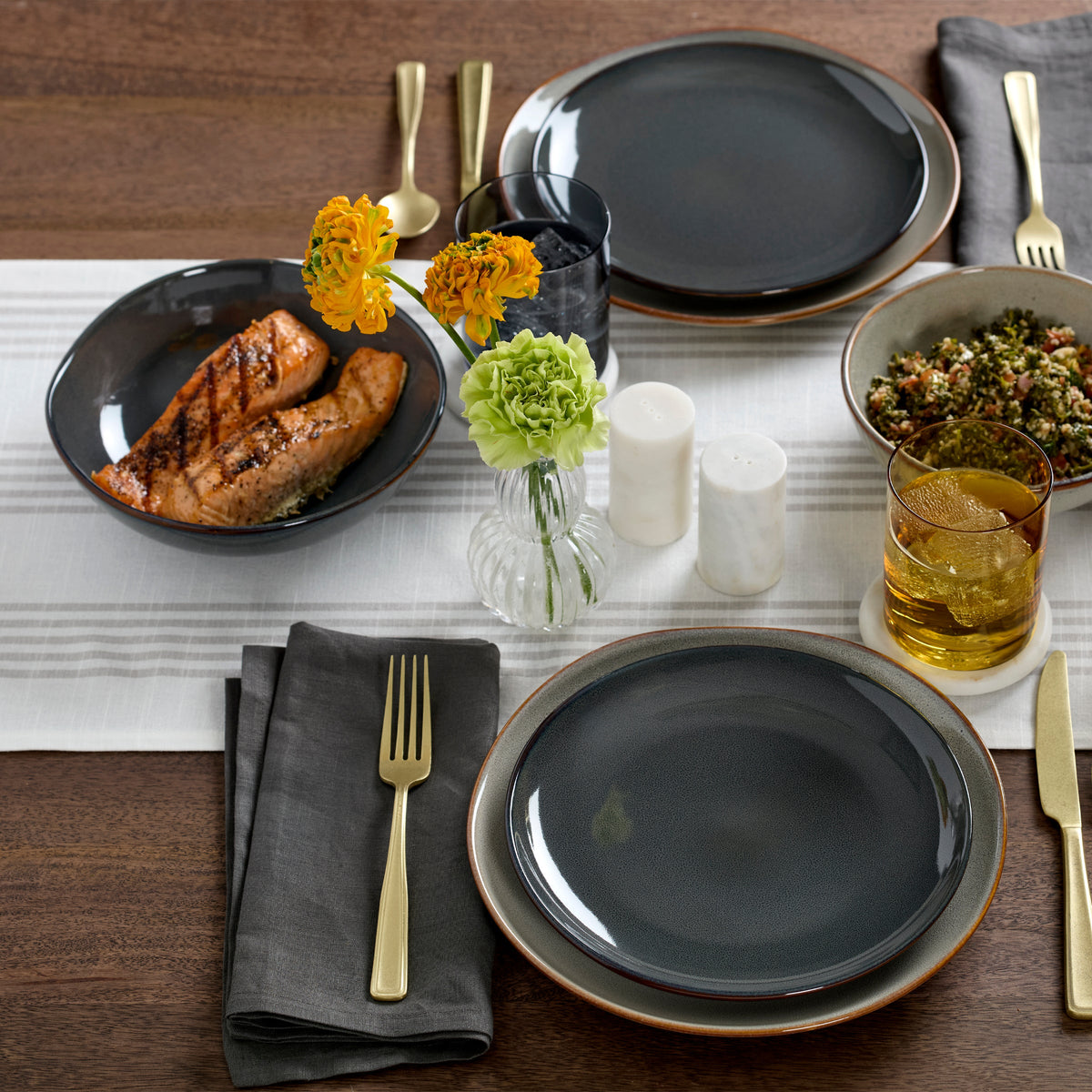 Organic Shades Gray 18-Piece Dinnerware Set