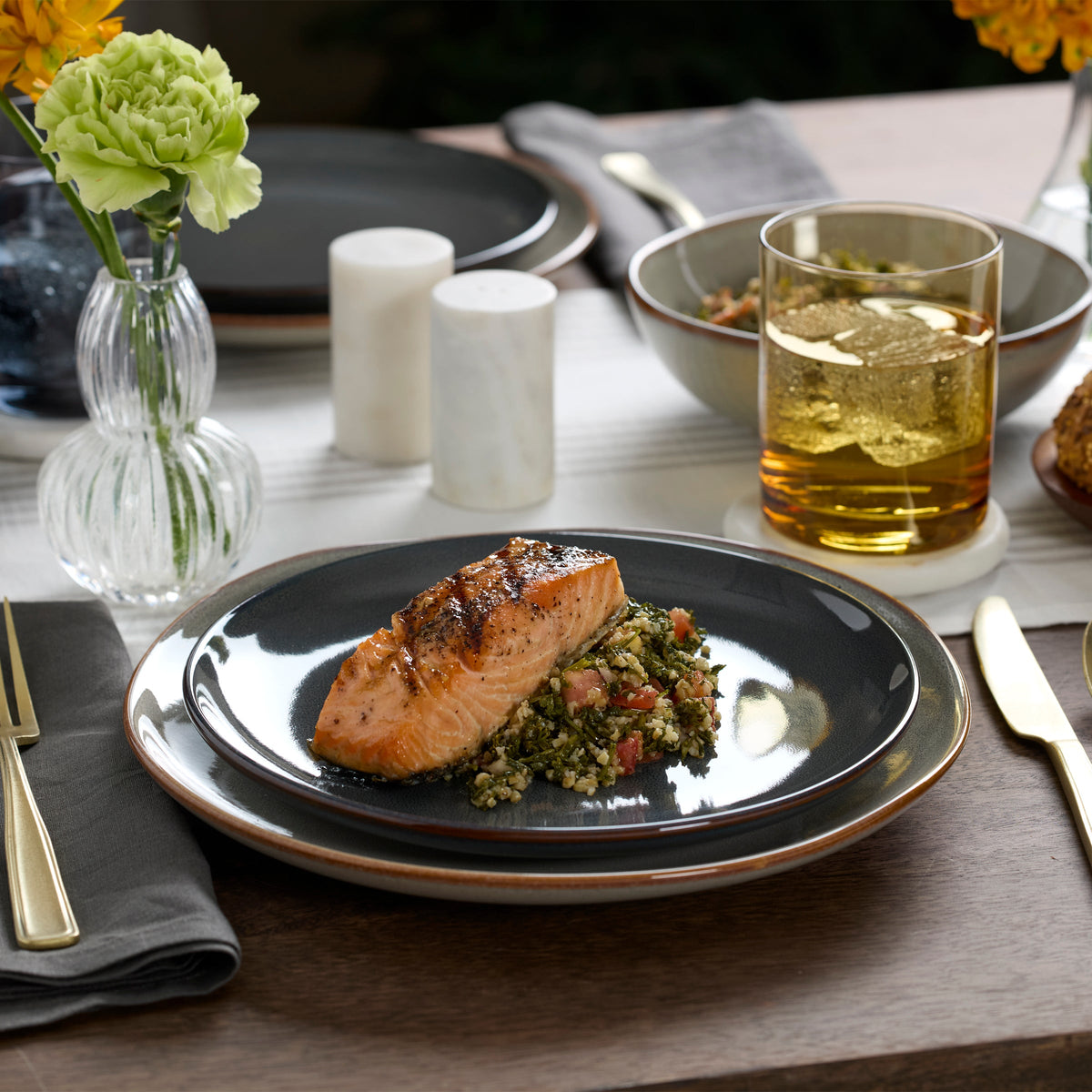 Organic Shades Gray 18-Piece Dinnerware Set